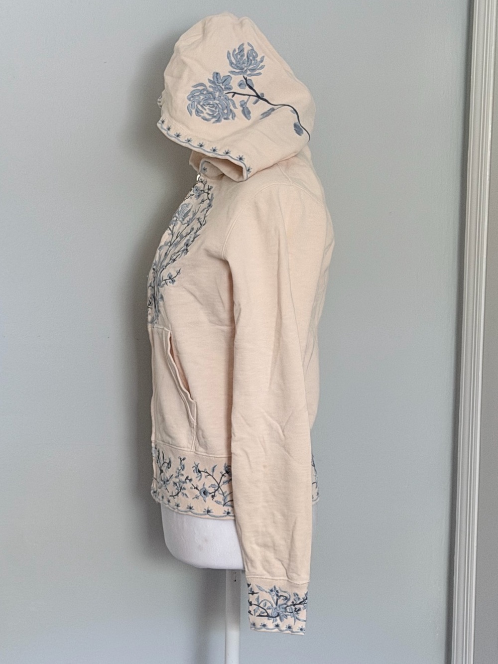 Lucky Brand vintage Y2K-era full-zip 3D embroidered hoodie boho fairycore floral - Picture 8 of 14